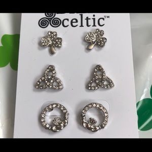 Trio earrings set silver/rhodium